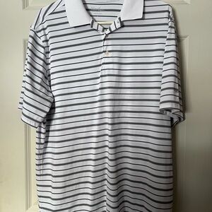 Essentials White and Black Striped Polo Shirt